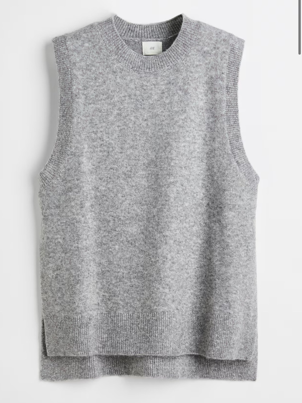 H&M Split Hem Melagne Gray Wool Blend Sweater Vest Sz XS 💚🎀